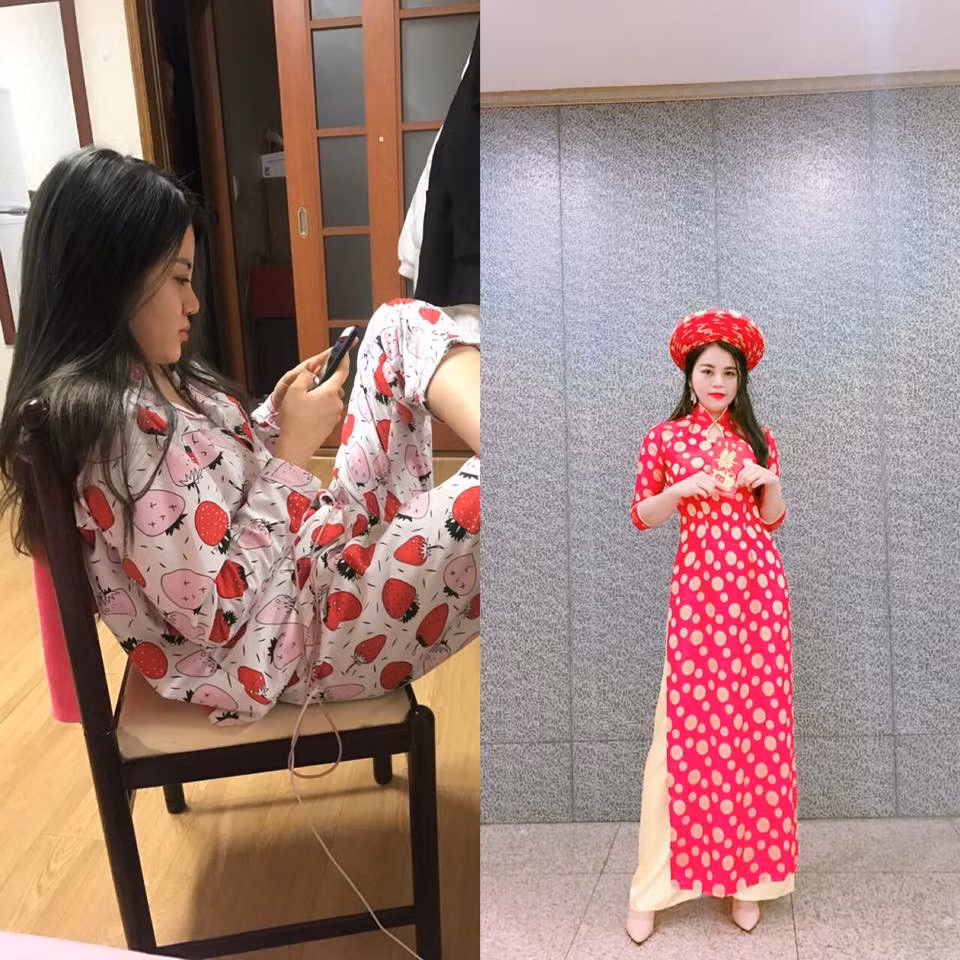 Ở nhà thì có thể nhếch nhác với bộ đồ ngủ nhưng khi lên đồ đi chúc Tết, các chị em lung linh vô cùng.