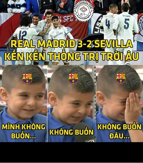 Sau trận đấu giữa Real Madrid và Sevilla kết thúc, người buồn nhất không phải các CĐV của thành Sevilla mà đó chính là Barca. Bởi họ không muốn chứng kiến đại kình địch của mình lên đỉnh của châu Âu.