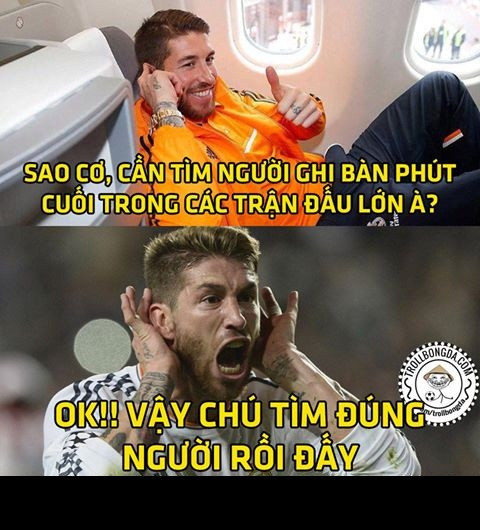 Bức ảnh chế việc cần tìm bàn thắng ở những phút bù giờ hãy hỏi Sergio Ramos được nhiều NHM chú ý sau khi trận đấu chung kết siêu cúp châu Âu kết thúc.