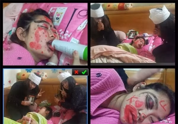 Trò đùa bá đạo được nhiều đứa bạn thân dùng nhất đó là khi bạn ngủ, chúng sẽ dùng bút vẽ bậy lên mặt bạn. Chưa dừng lại ở đó, chúng còn tổ chức một "đám tang" nho nhỏ để tỏ lòng "thành kính phân ưu" với cô gái ngủ không biết trời đất.