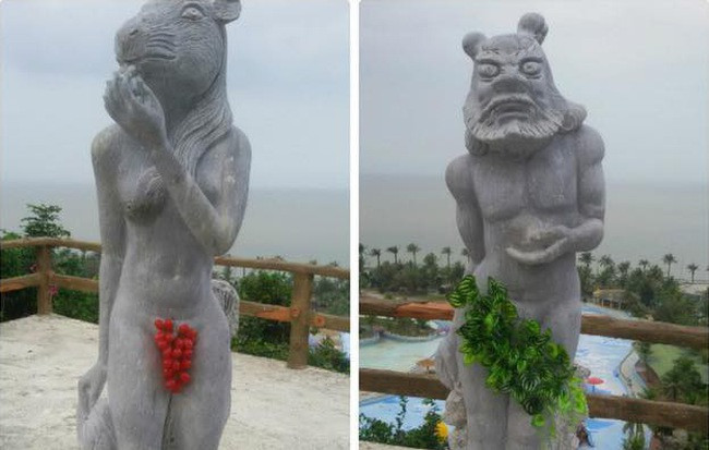 Lúc lại có sáng kiến là treo chùm hoa giả, chùm nho giả lên những phần nhạy cảm của các bức tượng. Thêm một lần nữa các báo lại rầm rập đưa tin.