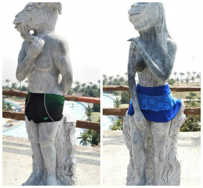 Bởi sau khi bị nhiều người chỉ trích kịch liệt về bộ tượng 12 con giáp phản cảm, BQL khu du lịch Hòn Dấu đã liên tục cho các con giáp thay đổi trang phục. Khi thì cho mặc váy...