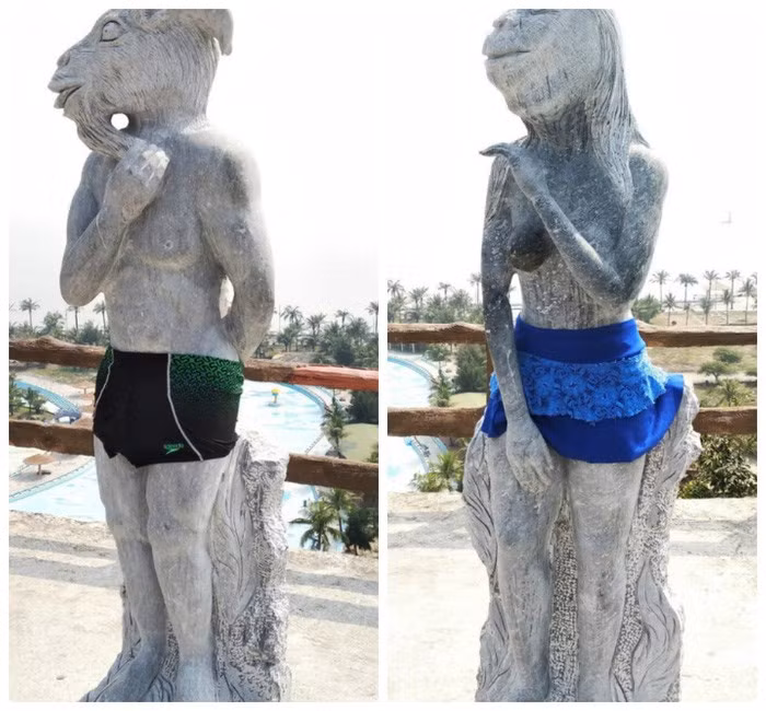 Bởi sau khi bị nhiều người chỉ trích kịch liệt về bộ tượng 12 con giáp phản cảm, BQL khu du lịch Hòn Dấu đã liên tục cho các con giáp thay đổi trang phục. Khi thì cho mặc váy...