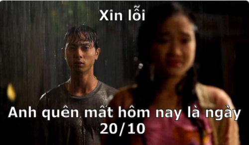 Bị bạn gái dỗi vì quá vô tâm khi quên mất hôm nay là 20/10. Ảnh: Facebook.