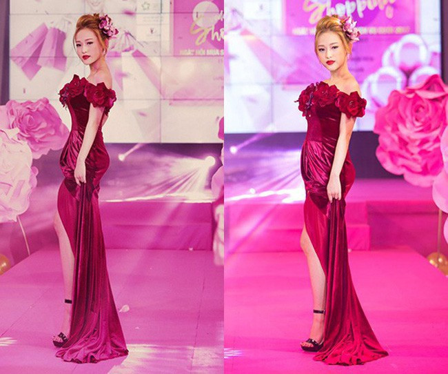 Dù đã phẫu thuật thu gọn vòng eo nhưng trong những bức ảnh chụp quyến rũ, vẫn có những dấu vết cho thấy Thúy Vi sử dụng phần mềm chỉnh sửa bóp eo quá đà.