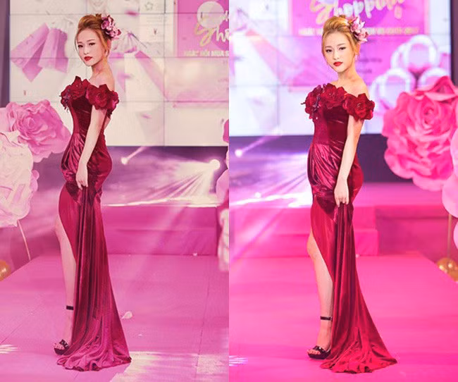 Dù đã phẫu thuật thu gọn vòng eo nhưng trong những bức ảnh chụp quyến rũ, vẫn có những dấu vết cho thấy Thúy Vi sử dụng phần mềm chỉnh sửa bóp eo quá đà.