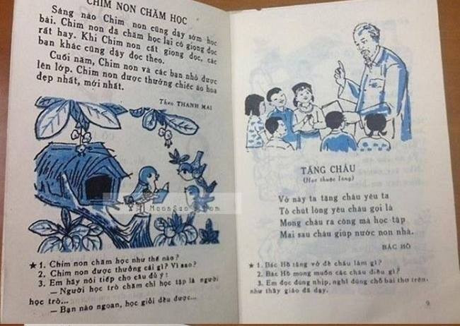 Không quá màu mè và hình thù sắc nét như hiện tại, những quyển sách giáo khoa ngày đó chỉ có 2 màu chủ đạo là xanh và trắng nhưng trong đó lại là những bài học vô cùng bổ ích.
