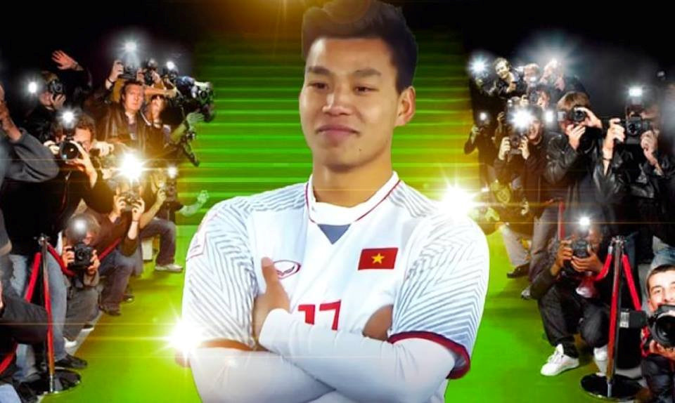 Văn Thanh không chỉ nổi bật bởi sự xông xáo và những đường bóng kĩ thuật mà cầu thủ của HAGL còn ghi điểm bằng khuôn mặt điển trai và mạnh mẽ của mình.