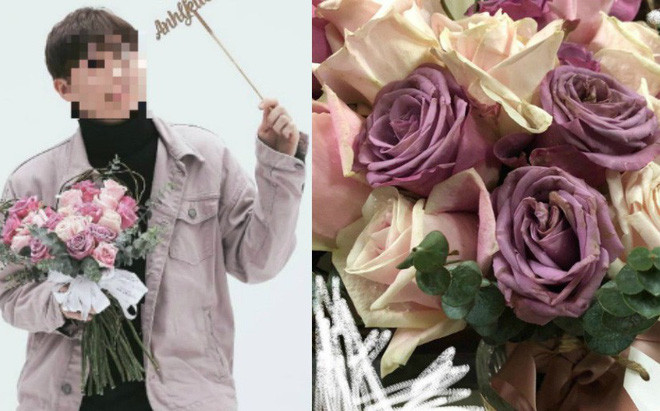 Bó hoa giá 1,2 triệu khi nhận được thì khác xa so với ảnh trên page shop.