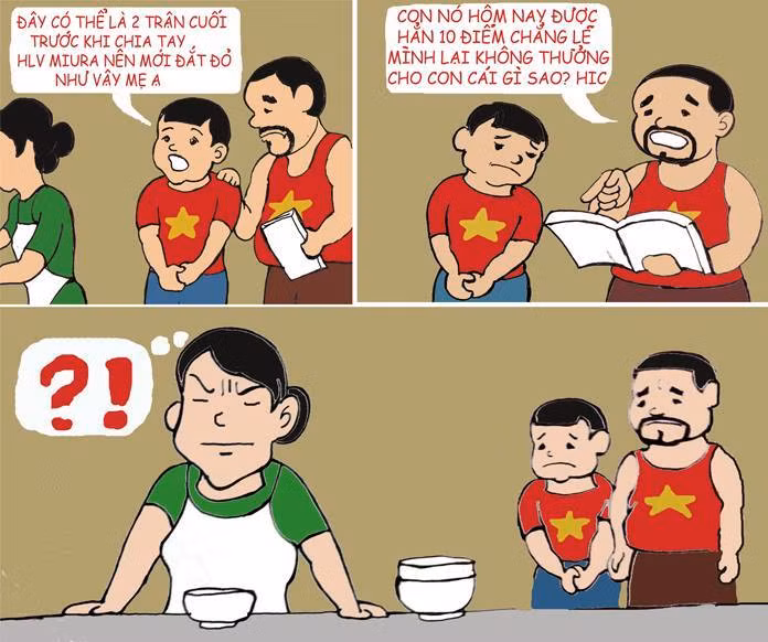  Bộ tranh vẽ hài hước về ĐTVN của họa sĩ An Thắng cho thấy, rất nhiều lý do đã được nhân vật đưa ra để có thể đến sân Mỹ Đình xem chủ nhà Việt Nam thi đấu.