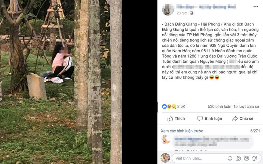 Mới đây, hình ảnh một đôi trẻ ôm hôn nhau giữa ban ngày tại một khu di tích lịch sử ở Hải Phòng lại trở thành tâm điểm chỉ trích của dư luận.