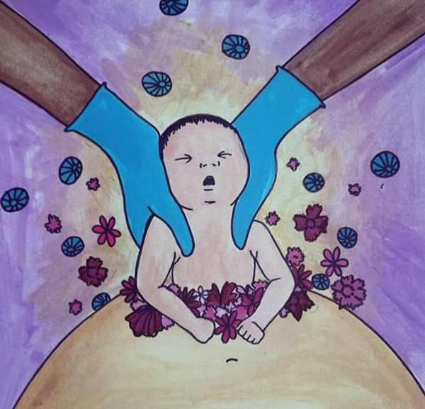 Gần đây, Catie Atkinson, một nghệ sỹ sống tại bang New Mexico, Mỹ, có công việc là sáng tạo ra những bức tranh khắc họa vẻ đẹp của tình mẫu tử đã trở nên nổi tiếng sau khi đăng tải bộ ảnh về chủ đề sinh mổ lên mạng xã hội.