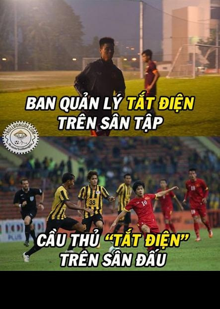 U23 Việt Nam bị BQL sân tập tại Malaysia tắt điện trong buổi tập. Trên sân đấu chính, U23 Việt Nam cũng cho U23 Malaysia tắt điện bằng bàn thắng của Công Phượng và Huy Toàn.