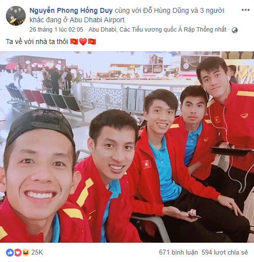 Còn Hồng Duy trở về Bình Phước để cùng ăn Tết với bố mẹ trước khi tập trung cùng CLB HAGL.