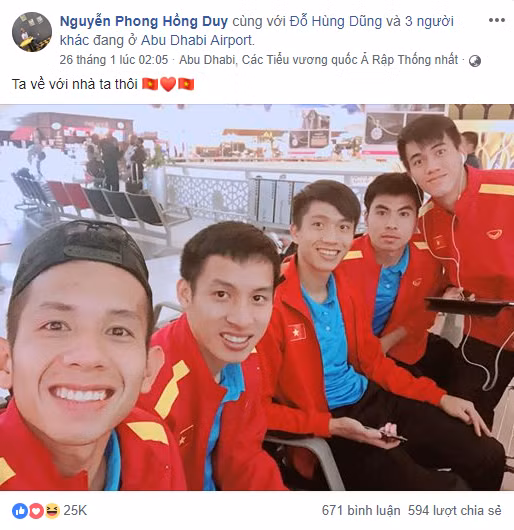 Còn Hồng Duy trở về Bình Phước để cùng ăn Tết với bố mẹ trước khi tập trung cùng CLB HAGL.