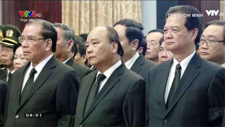 Các vị lãnh đạo, nguyên lãnh đạo Đảng, Nhà nước tại lễ quốc tang nguyên Thủ tướng Phan Văn Khải.