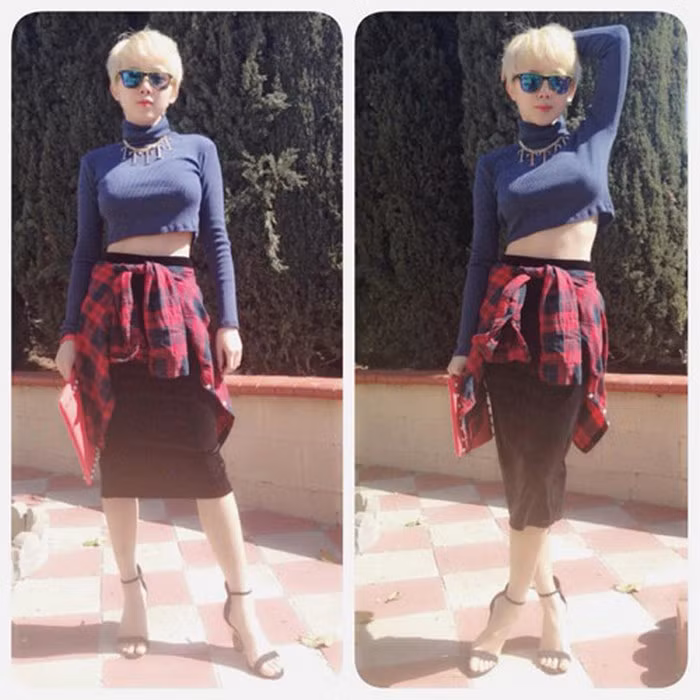 Cô là một người đẹp rất ngiện bộ đôi thời trang này. Vóc dáng quyến rũ của ca sĩ được tôn vinh hết cỡ nhờ điểm lộ eo thon vừa phải, khỏe mạnh trẻ trung. Ảnh: Phununet.