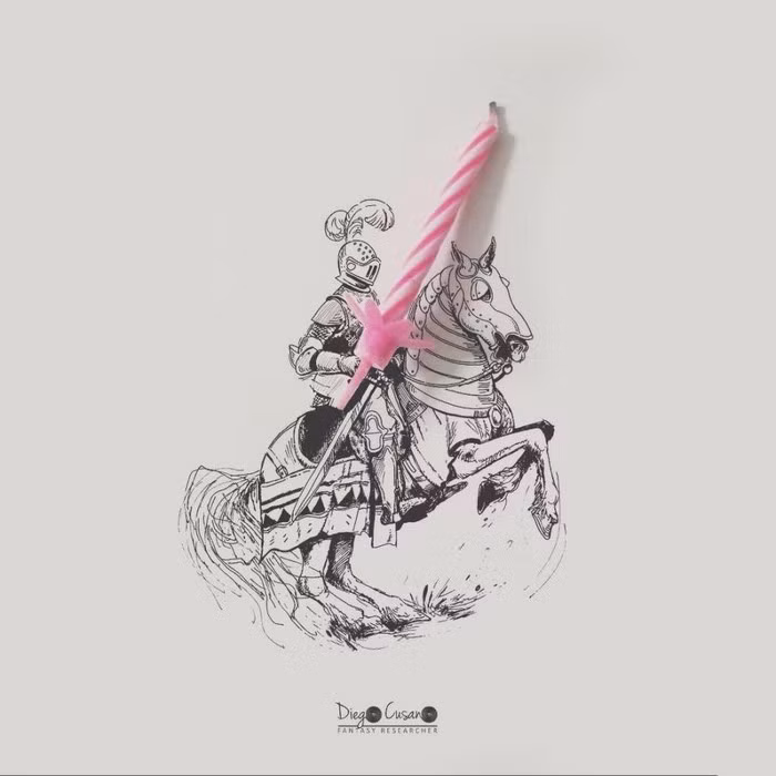 Ngay cả một cây nến sinh nhật nhỏ xíu cũng được tận dụng để tác phẩm thêm phần sống động.