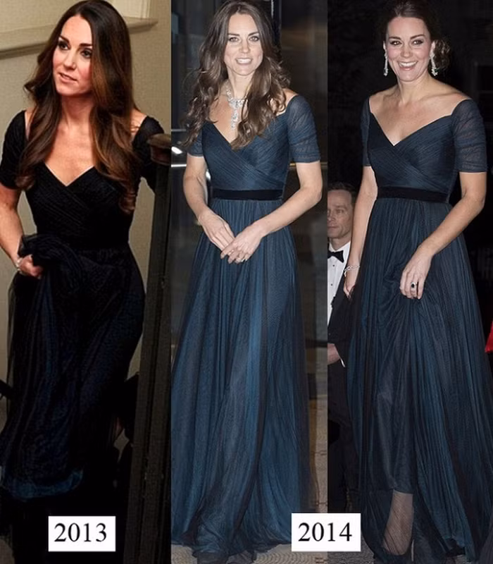 Một chiếc váy dự tiệc được người phụ nữ quyền lực nhất nước Anh biến thành trang phục thảm đỏ khi kết hợp clutch đen, thêm vòng cổ và làm kiểu tóc sang chảnh. Ảnh: Saostar.