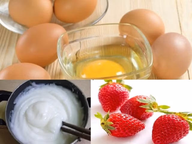4. Hỗn hợp bột sắn dây, trứng gà, dâu tây tẩy da chết: Trộn 1 thìa bột sắn dây với 1/2 lòng đỏ trứng gà và 3 quả dâu tây xay nhuyễn. Đắp hỗn hợp này lên mặt trong khoảng 15 phút rồi rửa lại với nước ấm. Sự kết hợp này giúp tẩy tế bào da chết một cách nhanh chóng. Ảnh: dacsanquelua.com.