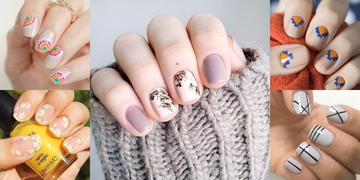 7. Mix &amp; Match: Móng tay khi để liền nhau sẽ tạo ra một hình cụ thể nhưng khi để riêng sẽ mỗi ngón lại có những hình và kiểu dáng khác nhau, mang đến sự thú vị cho cái nhìn của người đối diện. Ảnh: Spiceee.net.