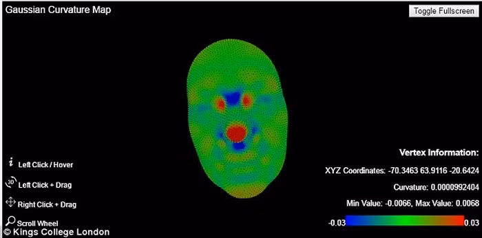 Các khu vực có màu đỏ nhiều khả năng được di truyền nhiều hơn các khu vực có màu xanh.