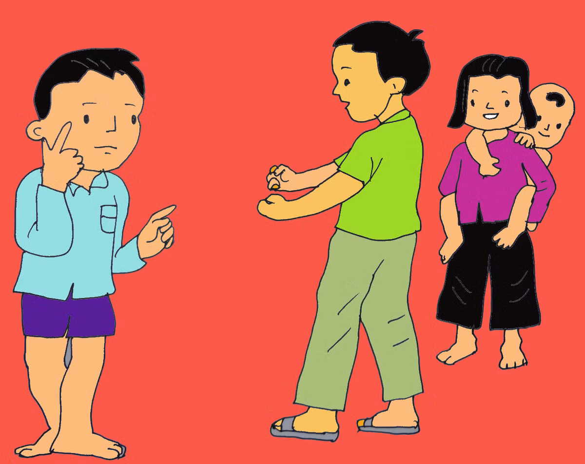 4. Dạy bé chơi tập tầm vông. Tập tầm vông, tay không tay có, tập tầm vó, tay có tay không. Mời các bạn đoán sao cho trúng, tập tầm vó tay nào có tay nào không. Có có không không. Ảnh: phamhuuhoan.blogspot.com.