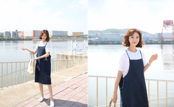 Kiểu layer váy 2 dây mặc ngoài áo phông đang làm mưa làm gió các cô nàng xì tin năm nay. Đơn giản, dễ mặc nhưng lại vô cùng dễ thương, trẻ trung. Ảnh: Xaluan.