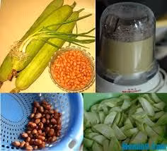 5. Canh mướp nấu lạc. Nguyên liệu: Lạc, hành lá, rau mùi, mướp hương, gia vị. Ngâm lạc, cho vào cối giã sơ. Mướp hương rửa sạch, thái miếng vừa ăn. Hành lá, rau mùi rửa sạch, thái nhỏ. Ảnh: monan9.com.