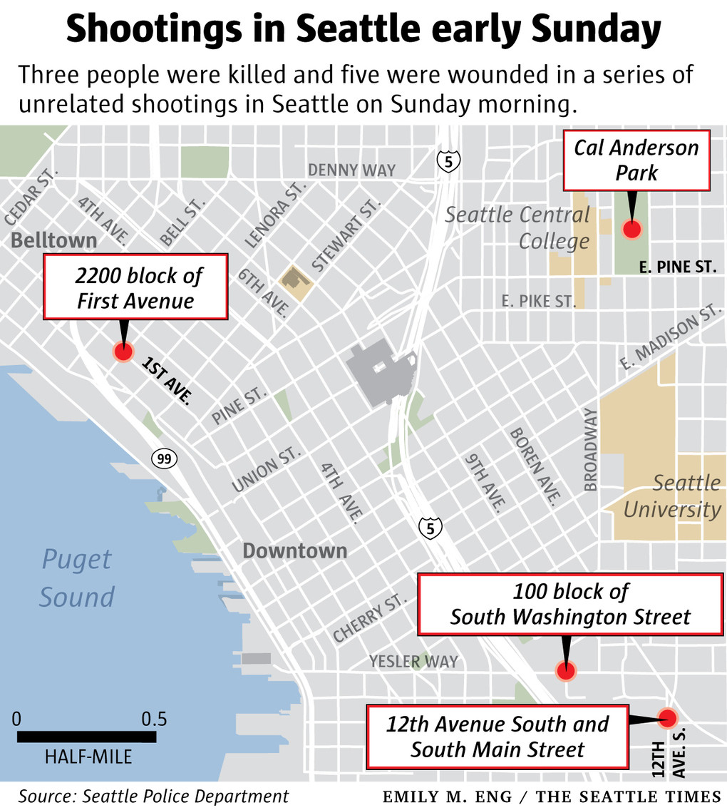 Theo The Seattle Times, loạt vụ xả súng ở Mỹ xảy ra tại Seattle, bang Washington, vào rạng sáng ngày 25/7 (giờ địa phương). Ảnh: ST.