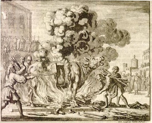 Sau đó người ta dùng củi đốt bên ngoài, khiến người trong chết nóng, ngạt từ từ một cách đau đớn.