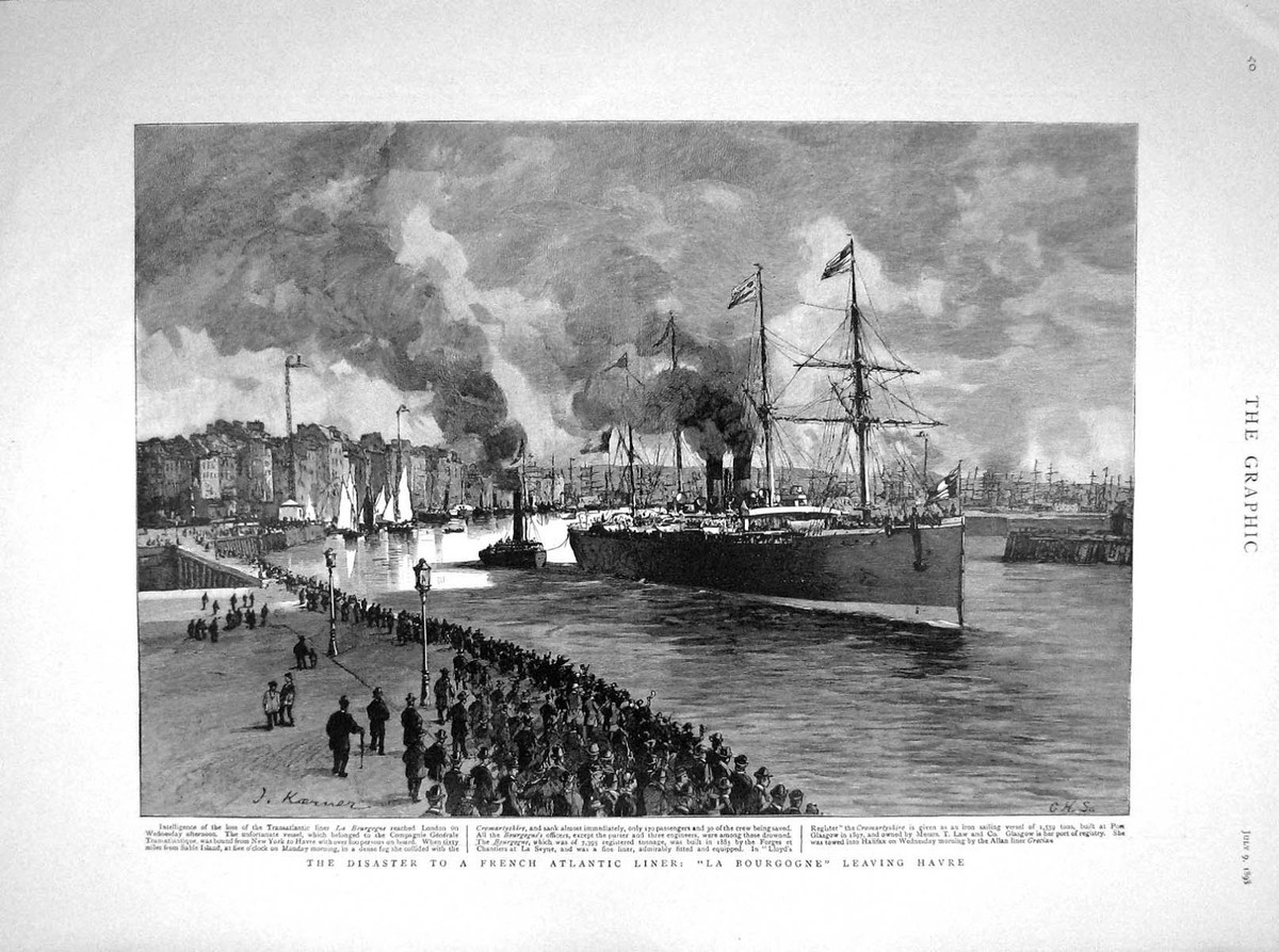 Con tàu SS La Bourgogne có chiều dài 149m, nặng 7.395 tấn và có khả năng chở 1.000 hành khách.