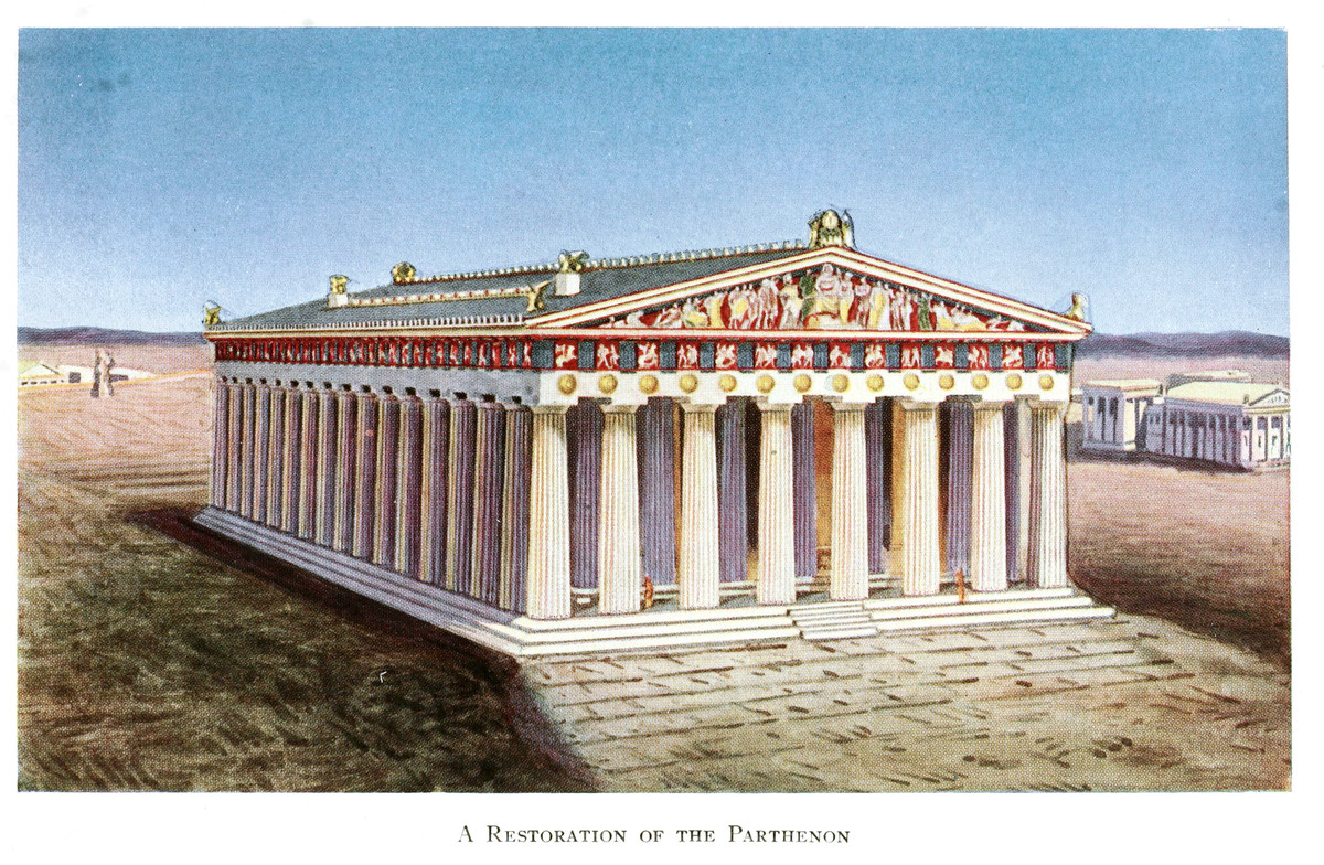 Ngôi đền Parthenon được người Hy Lạp thời cổ đại sử dụng làm nơi thờ Nữ thần Athena. Trong thần thoại Hi Lạp, Athena là vị thần của nghề thủ công mỹ nghệ, trí tuệ đồng thời cũng là một vị thần chiến tranh.
