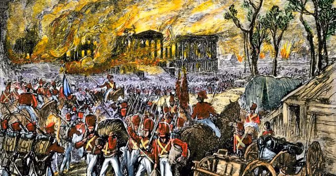 Vào thời điểm đó, quân đội Mỹ không thể cản bước tiến của lực lượng Anh nên buộc phải rút lui. Theo đó, thủ đô Washington DC thất thủ rơi vào tay Anh. Sau đó, lực lượng Anh phóng hỏa Nhà Trắng, Tòa Quốc hội và một số công trình khác. Về sau, lực lượng Anh rút khỏi thủ đô.