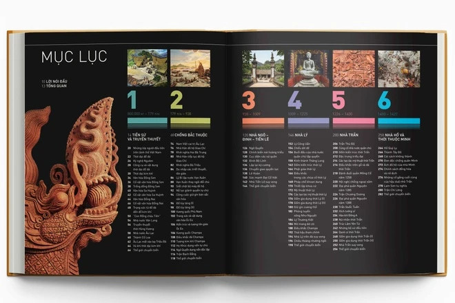 Cuốn sách được bố cục thành 14 phần chính: Tiền sử và truyền thuyết; Chống Bắc thuộc; Nhà Ngô - Đinh - Tiền Lê; Nhà Lý; Nhà Trần; Nhà Hồ và thời thuộc Minh; Nhà Hậu Lê (thời Lê sơ); Nhà Mạc; Thời Lê Trung hưng và chính quyền chúa Nguyễn; Nhà Tây Sơn; Nhà Nguyễn (Sơ kỳ); Chống Pháp và Pháp thuộc; Độc lập, thống nhất và phát triển; Nghìn năm văn hiến.
