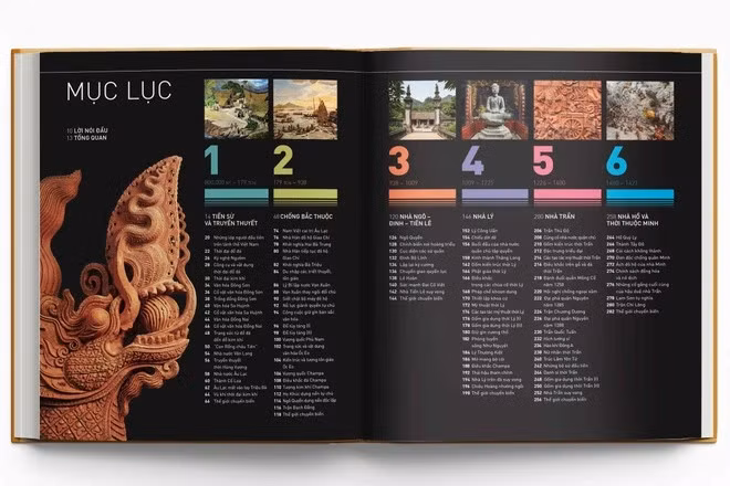 Cuốn sách được bố cục thành 14 phần chính: Tiền sử và truyền thuyết; Chống Bắc thuộc; Nhà Ngô - Đinh - Tiền Lê; Nhà Lý; Nhà Trần; Nhà Hồ và thời thuộc Minh; Nhà Hậu Lê (thời Lê sơ); Nhà Mạc; Thời Lê Trung hưng và chính quyền chúa Nguyễn; Nhà Tây Sơn; Nhà Nguyễn (Sơ kỳ); Chống Pháp và Pháp thuộc; Độc lập, thống nhất và phát triển; Nghìn năm văn hiến.