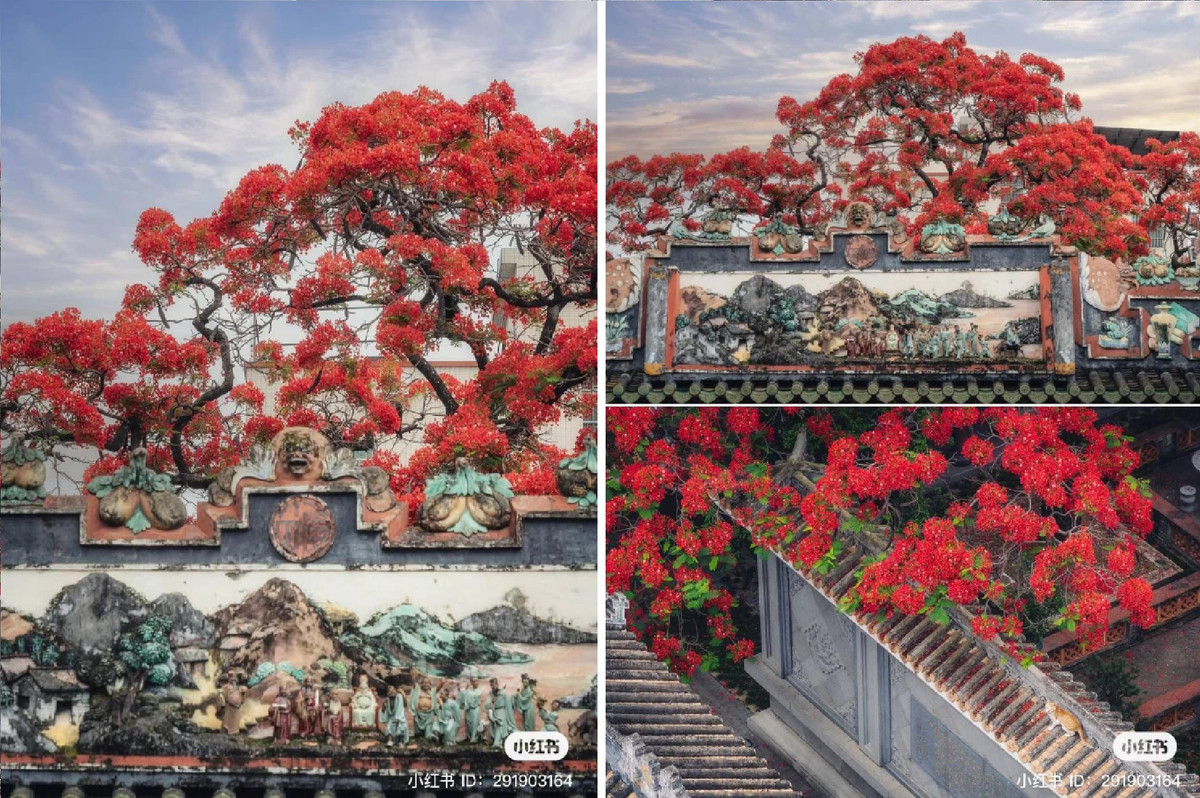 Người Quảng Đông thích sử dụng các tác phẩm điêu khắc và phù điêu để trang trí các công trình kiến trúc. So với các công trình kiến trúc của các dân tộc khác, họ thích đặt nhiều tác phẩm điêu khắc về người và động vật bằng gỗ và đá để trang trí, nhằm đạt được hiệu quả “tôn vinh” tổ tiên”. 