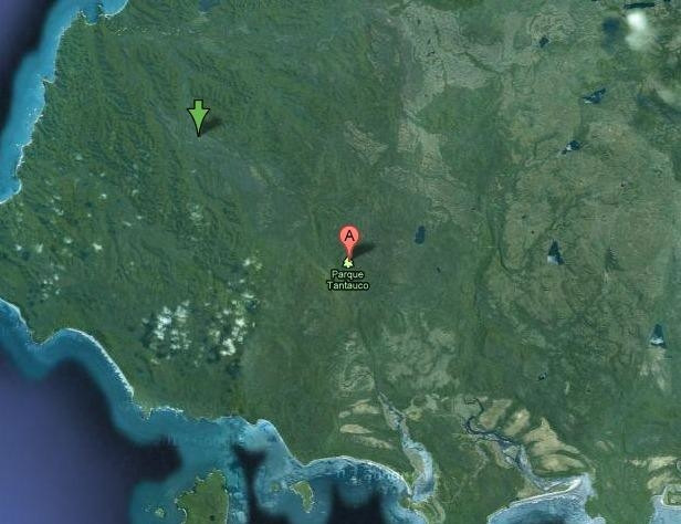 Sử dụng Google Maps, mọi người chỉ thấy Vườn quốc gia Tantauco, Chile được đánh dấu vị trí mà không có bất cứ hình ảnh chi tiết nào.