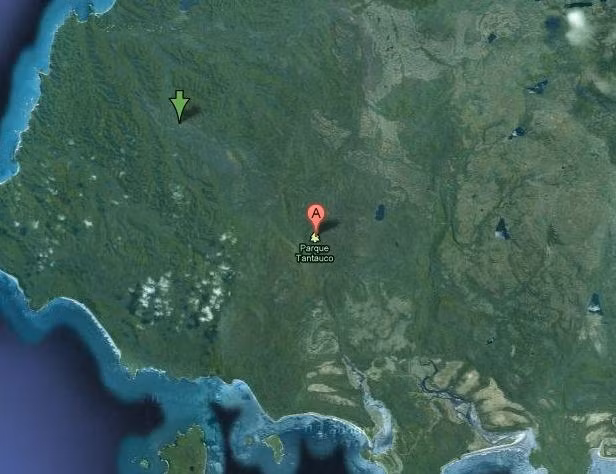 Sử dụng Google Maps, mọi người chỉ thấy Vườn quốc gia Tantauco, Chile được đánh dấu vị trí mà không có bất cứ hình ảnh chi tiết nào.