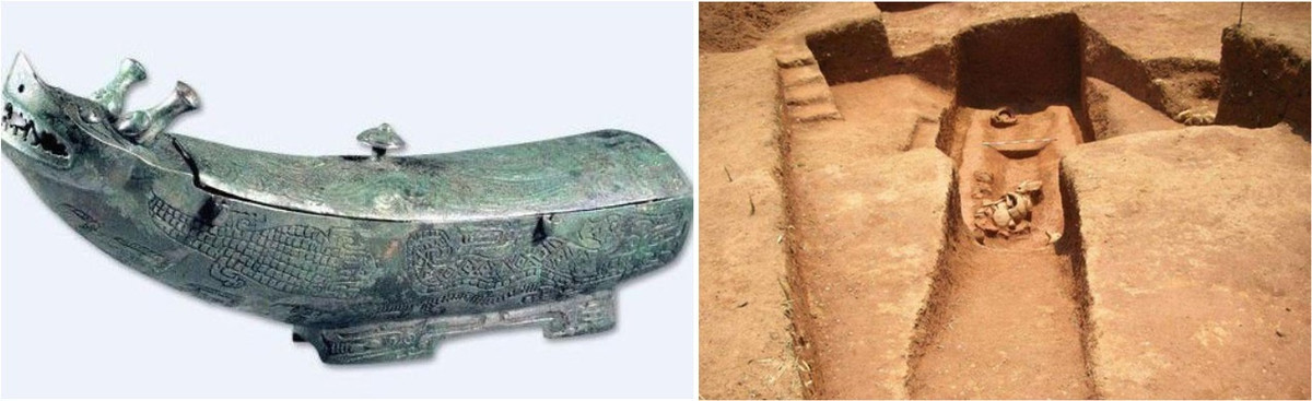 Vì vậy, hai chuyên gia lội nước vào bên trong tìm kiếm. Khi đang đi, một người vấp phải một vật gì dưới nước nên suýt ngã. Nhờ đồng nghiệp kịp thời đỡ nên chuyên gia kia không bị ngã. Thấy lạ, người này đưa tay xuống nước để kiểm tra xem đó là vật gì. Sau một lúc mò mẫm dưới nước, người này tìm được một con rồng màu xanh và nhanh chóng mang ra ngoài. Một chuyên gia ngay lập tức hô lớn: “Hãy báo cảnh sát càng sớm càng tốt vì có thể bên dưới vẫn còn đồ cổ”.