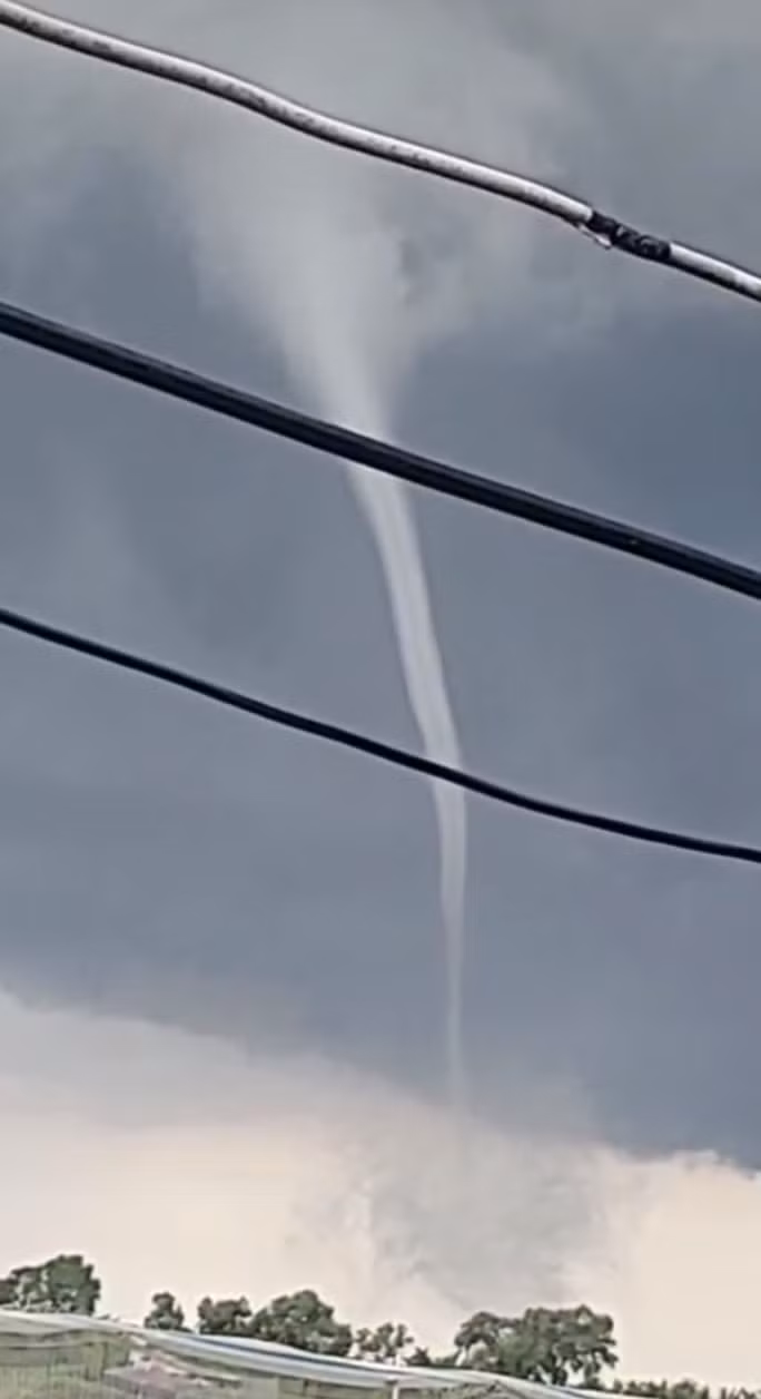 Đây không phải là lần đầu tiên người dân Việt Nam chứng kiến hiện tượng vòi rồng. Trước đó, vào khoảng 15h ngày 7/7/2023, một trận mưa rào trút xuống ấp Ba Mến A, xã An Trạch A, huyện Đông Hải, tỉnh Bạc Liêu. Kế đến, người dân nhìn thấy vòi rồng cao hàng chục mét xuất hiện. Hiện tượng vòi rồng nối từ vuông tôm lên không trung biến mất sau khoảng 10 phút. Ảnh: Người lao động.