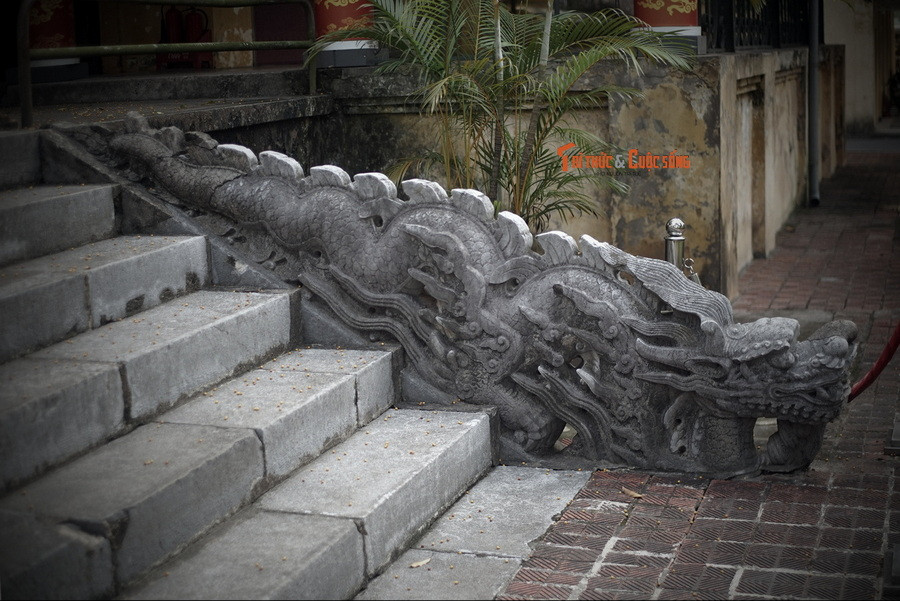 Rồng có hai chân, chân to, khỏe, năm ngón chân chiều đốt, năm móng sắc nhọn. Chân trước vươn lên nắm râu, chân sau ở tư thế gấp khủyu đạp mạnh kéo thân trườn về phía trước. Khuỷu có lông dài, hình đao lửa chạy dài về phía sau.