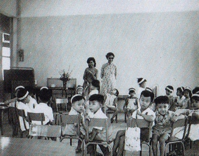 Trường mang tên là Trường Mẫu giáo và Cơ bản Bách Thảo vì nằm ngay sát vườn Bách Thảo.