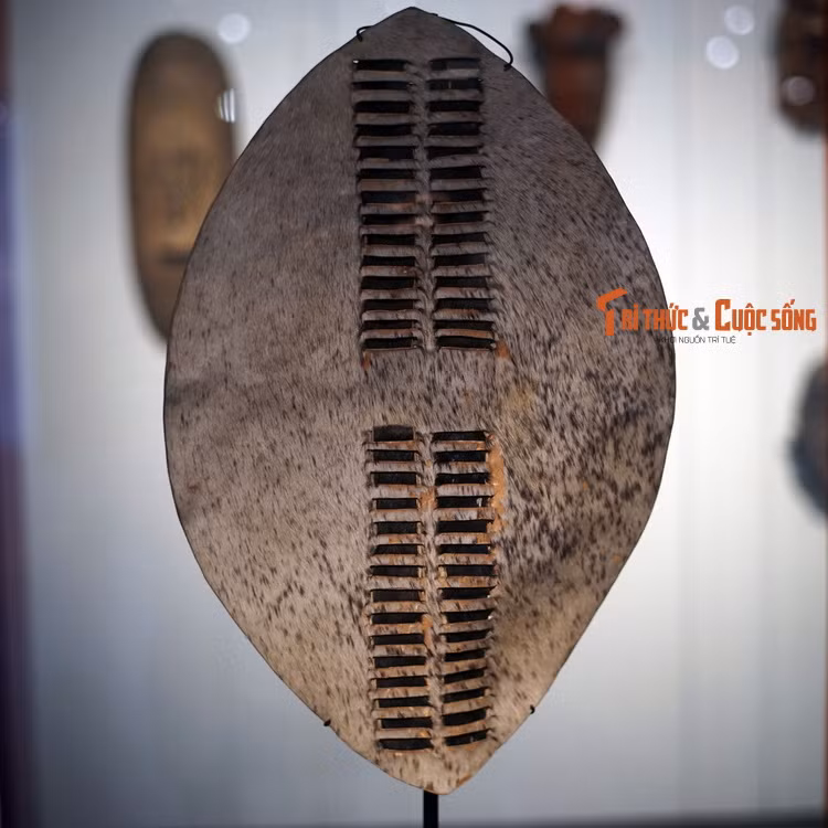 Khiên da của chiến binh Zulu, Nam Phi. Khiên da của chiến binh Zulu, Nam Phi. Từ thế kỷ 17, các đội quân tộc người Zulu được biết đến rộng rãi nhờ sự quả cảm trong cuộc chiến. Sử dụng lối đánh cận chiến, họ cầm khiên da bò để che chắn khi áp sát kẻ thù.