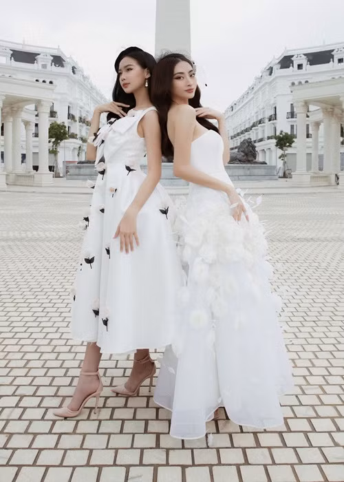 Lương Thùy Linh và Bảo Ngọc diện trang phục của các nhà thiết kế Hà Thanh Việt, Hoàng Tony và Tracy Studio.