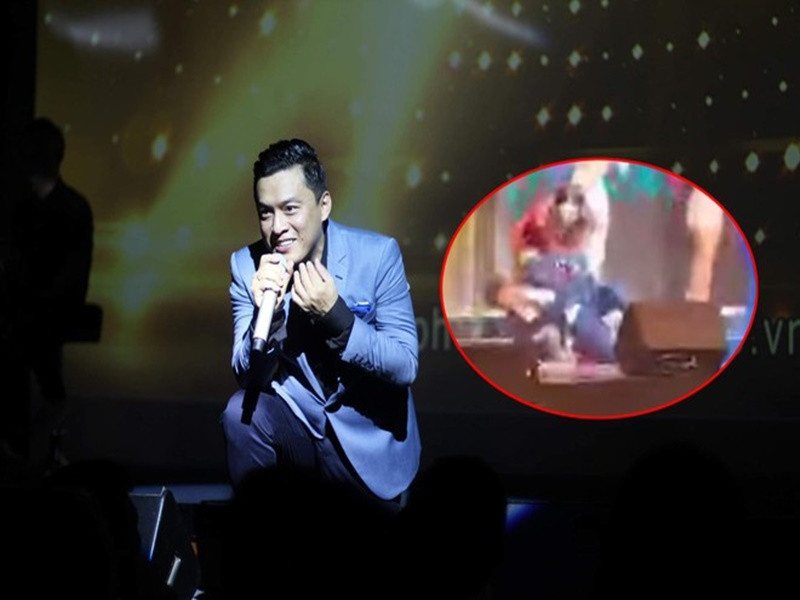 Lam Trường từng “vồ ếch” do sân khấu trơn trượt sau khi có bọt tuyết xà phòng phun. Ảnh: Dân Việt