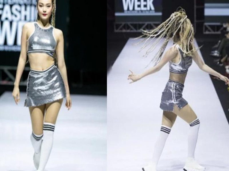 Minh Hằng từng suýt ngã khi nhào lộn thất bại trên sàn catwalk. Ảnh: Dân Việt