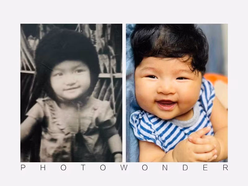 Nữ diễn viên đăng ảnh hồi nhỏ để so sánh với con gái. "Hãy nói rằng "Ta giống nhau đi". À không hả? Mẹ đẻ mướn hả", Lê Bê La viết.