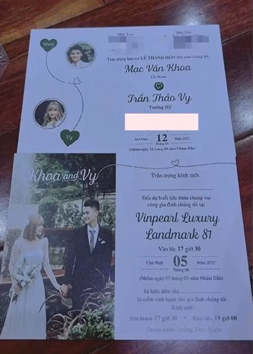 Ngày 18/5 tới đây, vợ chồng Mạc Văn Khoa sẽ làm tiệc chiêu đãi các quan khách ở Hải Dương. Đến ngày 5/6, cặp đôi tổ chức lễ cưới tại một nhà hàng ở TP HCM. Ảnh: Vietnamnet