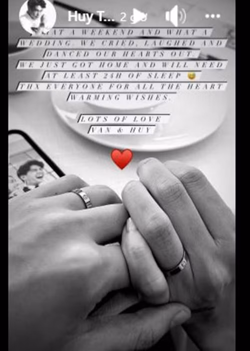 Chồng trẻ của Ngô Thanh Vân chia sẻ thêm về cuộc sống sau khi cưới. Anh cho biết, vợ chồng anh đã về nhà và dành cả ngày để ngủ bù sau hôn lễ.